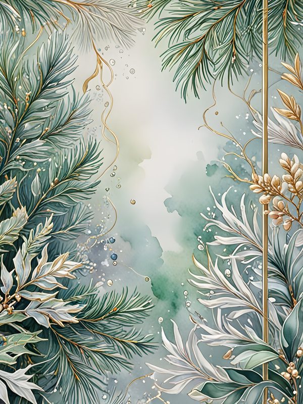 Christmas Pine Frame Digital Papers: Winter Foliage Scrapbooking Background (Digital Download) — image 11