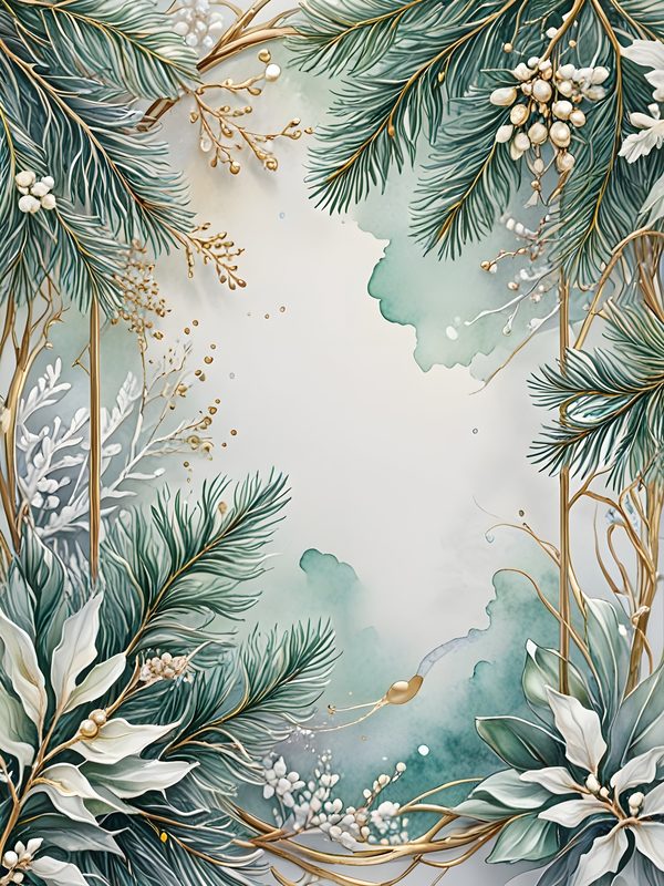 Christmas Pine Frame Digital Papers: Winter Foliage Scrapbooking Background (Digital Download) — image 12
