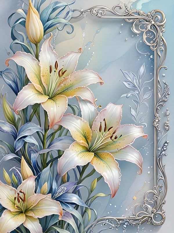 Iridescent Lily Digital Paper: Elegant Floral Scrapbook JPGs (Commercial Use) — image 1