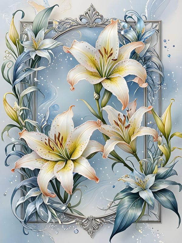 Iridescent Lily Digital Paper: Elegant Floral Scrapbook JPGs (Commercial Use) — image 2