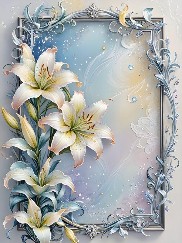 Iridescent Lily Digital Paper: Elegant Floral Scrapbook JPGs (Commercial Use) — image 3