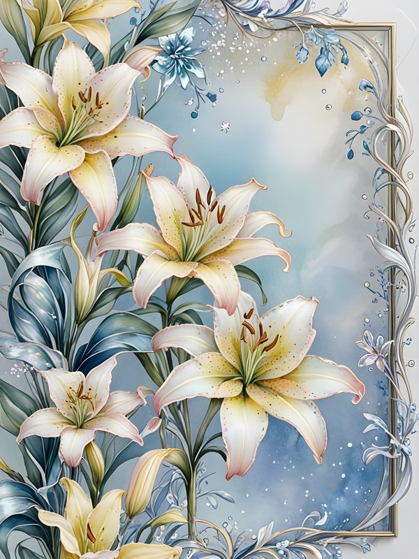 Iridescent Lily Digital Paper: Elegant Floral Scrapbook JPGs (Commercial Use) — image 6