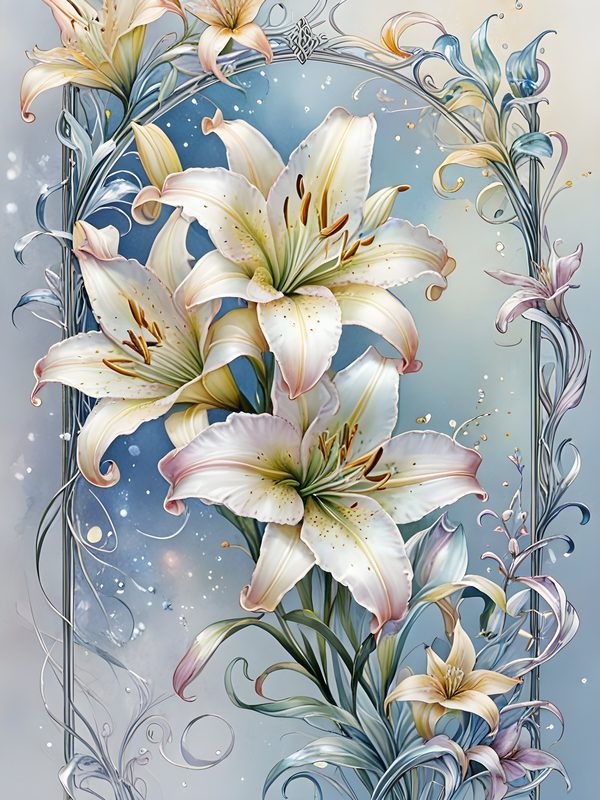 Iridescent Lily Digital Paper: Elegant Floral Scrapbook JPGs (Commercial Use) — image 7