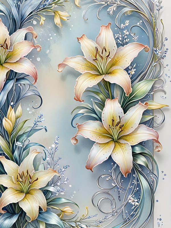 Iridescent Lily Digital Paper: Elegant Floral Scrapbook JPGs (Commercial Use) — image 8