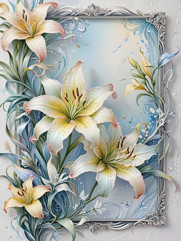 Iridescent Lily Digital Paper: Elegant Floral Scrapbook JPGs (Commercial Use) — image 10