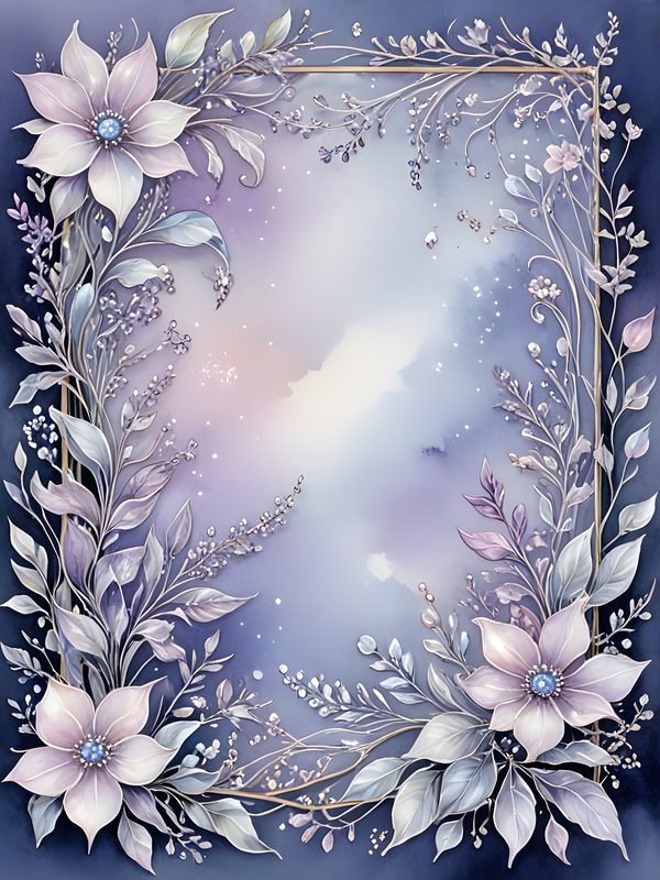 Watercolor Floral Frame Digital Paper Set: Soft Blues (10 JPGs) — image 1