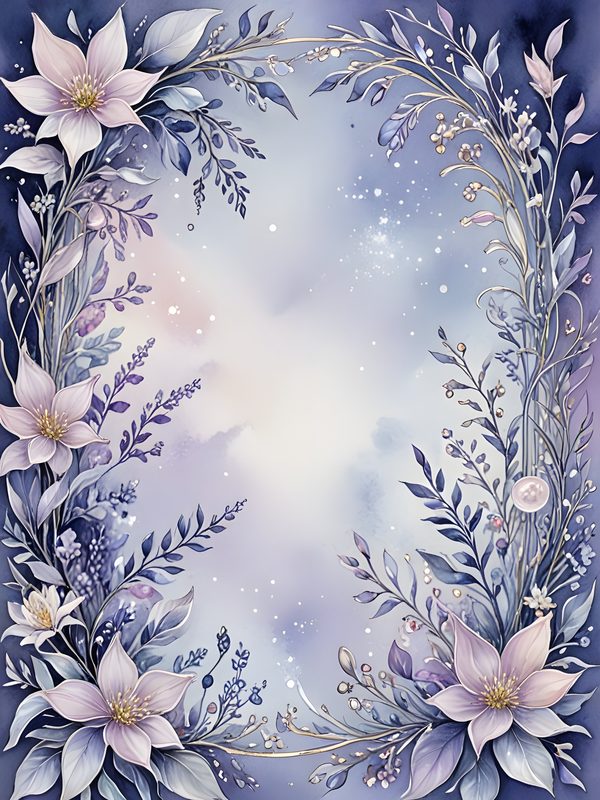 Watercolor Floral Frame Digital Paper Set: Soft Blues (10 JPGs) — image 6