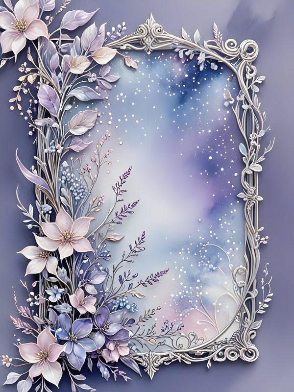 Watercolor Floral Frame Digital Paper Set: Soft Blues (10 JPGs) — image 7