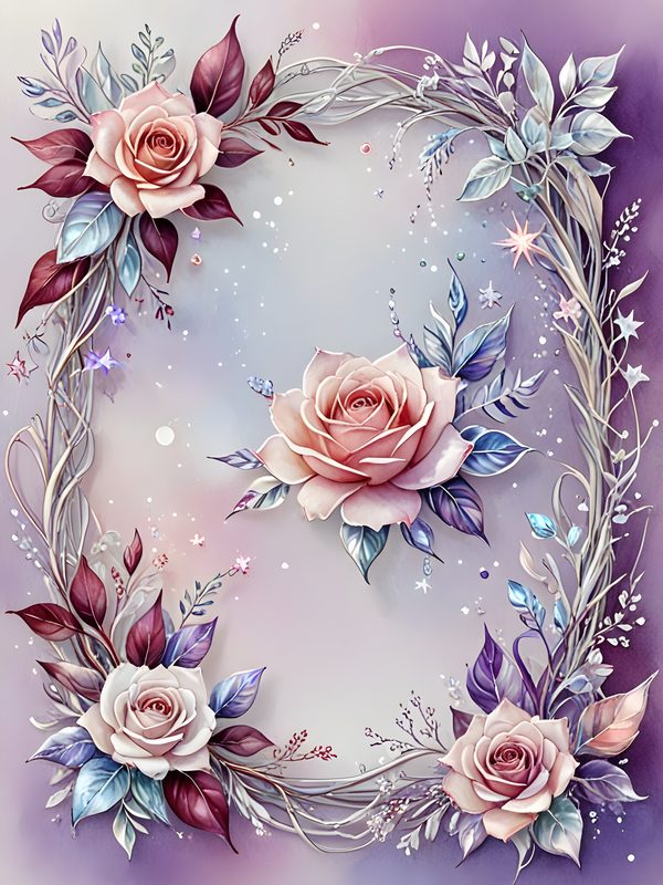 Iridescent Rose Frame Digital Paper: Pink Floral Scrapbook Set (10 JPG) — image 6