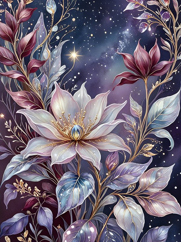 Floral Starry Watercolor Digital Paper Set: Purple & White (10 JPGs) (Commercial Use) — image 8