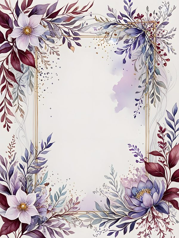 Watercolor Floral Frame Set: Lavender & Pink Digital Paper (10 JPGs) — image 1