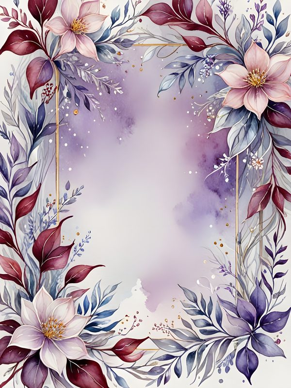 Watercolor Floral Frame Set: Lavender & Pink Digital Paper (10 JPGs) — image 3
