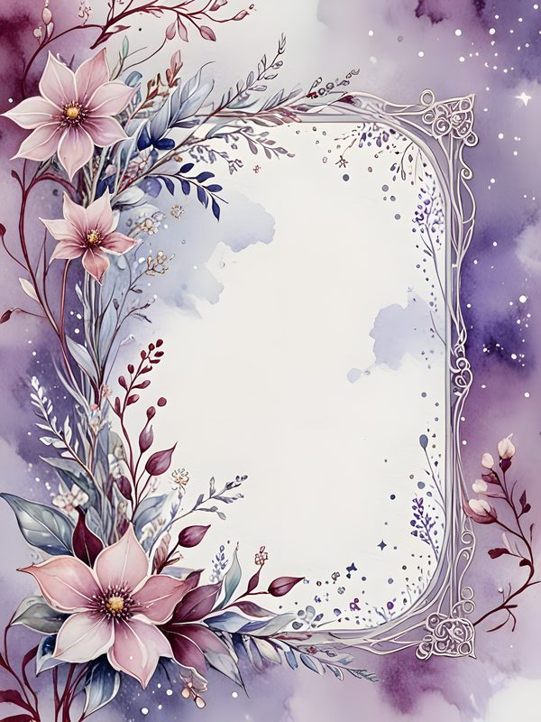 Watercolor Floral Frame Set: Lavender & Pink Digital Paper (10 JPGs) — image 4