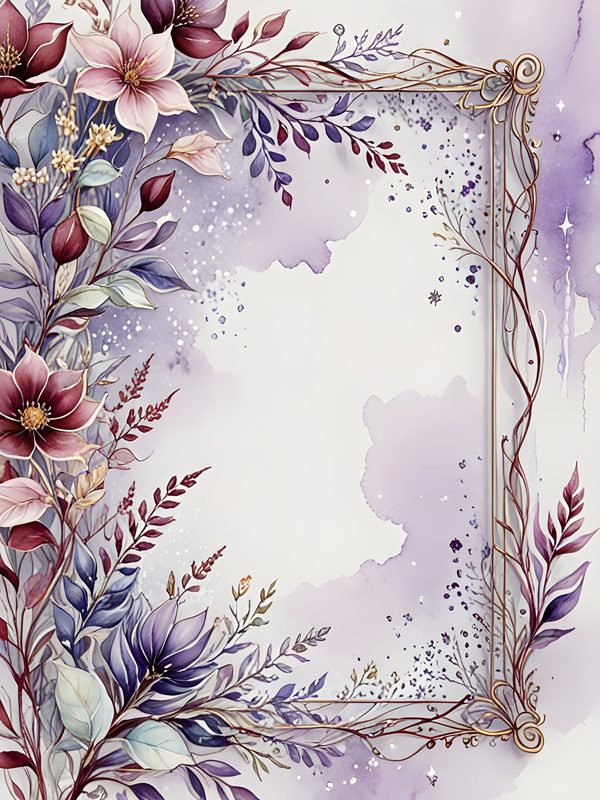 Watercolor Floral Frame Set: Lavender & Pink Digital Paper (10 JPGs) — image 5