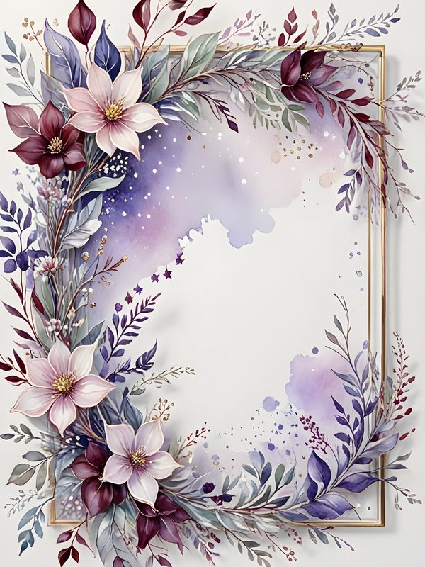 Watercolor Floral Frame Set: Lavender & Pink Digital Paper (10 JPGs) — image 8