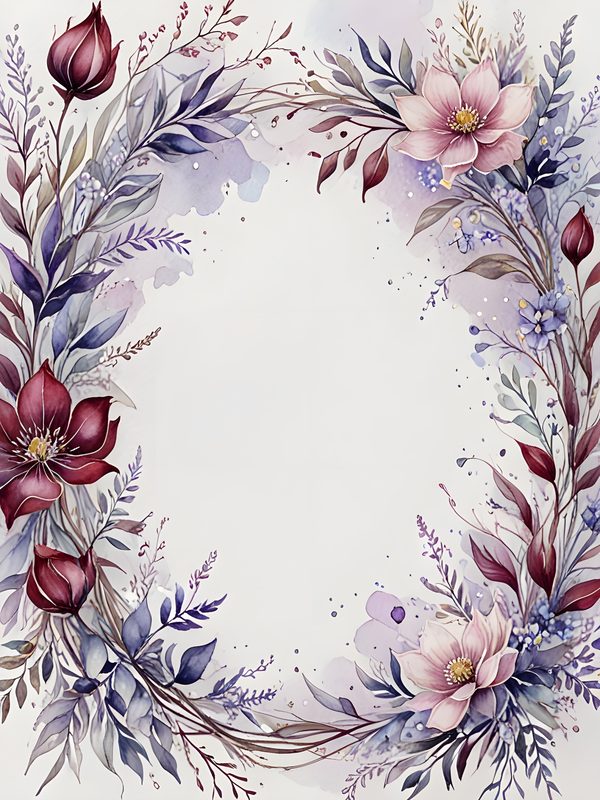Watercolor Floral Frame Set: Lavender & Pink Digital Paper (10 JPGs) — image 10