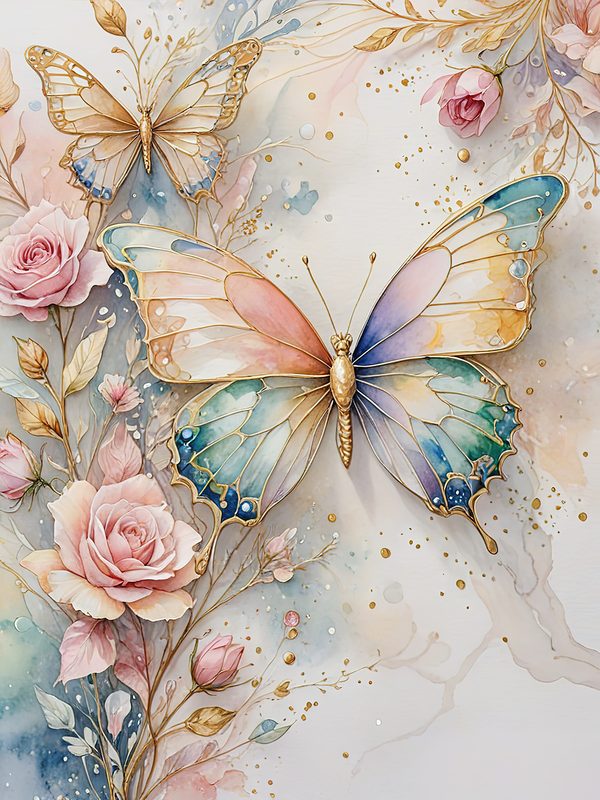 Watercolor Butterfly Art: Pastel Floral Scrapbook Paper (Digital Download) — image 8