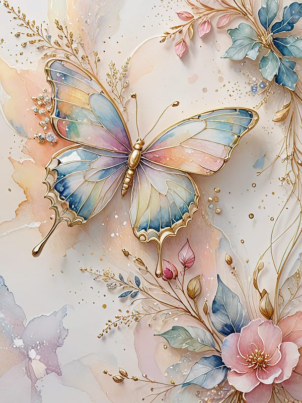 Watercolor Butterfly Art: Pastel Floral Scrapbook Paper (Digital Download) — image 9