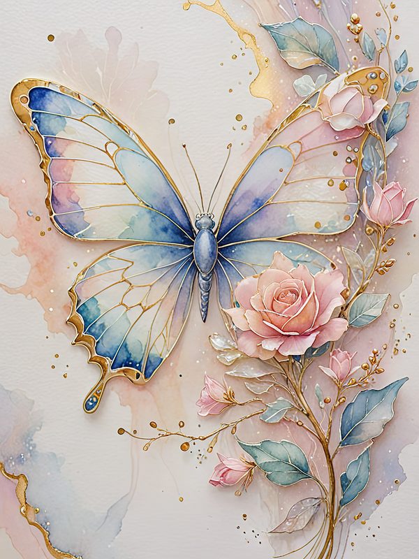 Watercolor Butterfly Art: Pastel Floral Scrapbook Paper (Digital Download) — image 10