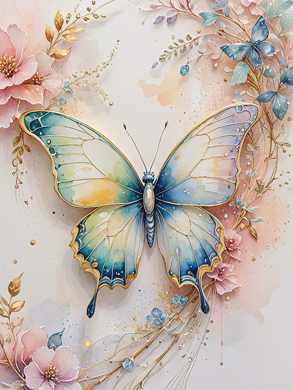 Watercolor Butterfly Art: Pastel Floral Scrapbook Paper (Digital Download) — image 12