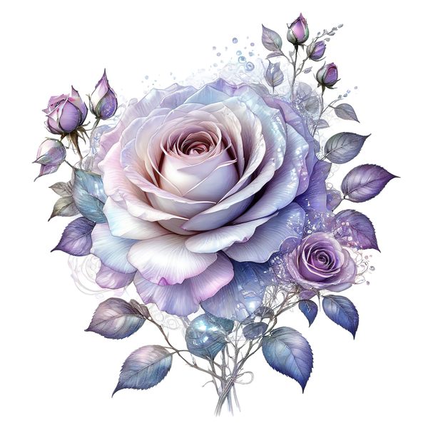 Watercolor Lavender Roses Digital Paper Set: Soft Purples & Blues (PNG JPGs) — image 1