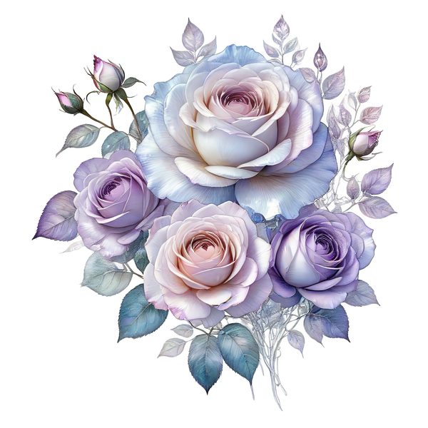 Watercolor Lavender Roses Digital Paper Set: Soft Purples & Blues (PNG JPGs) — image 2