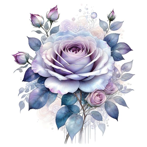 Watercolor Lavender Roses Digital Paper Set: Soft Purples & Blues (PNG JPGs) — image 4