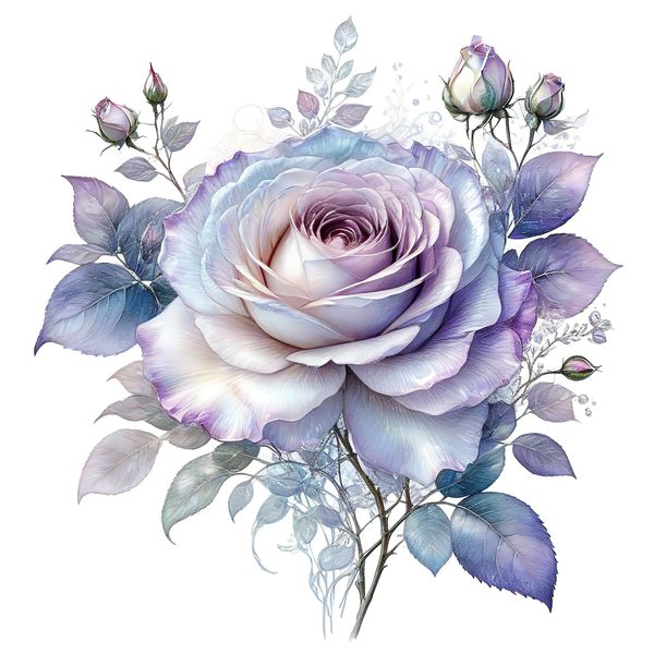 Watercolor Lavender Roses Digital Paper Set: Soft Purples & Blues (PNG JPGs) — image 5