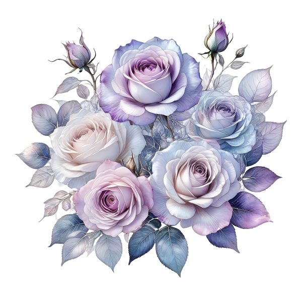 Watercolor Lavender Roses Digital Paper Set: Soft Purples & Blues (PNG JPGs) — image 6