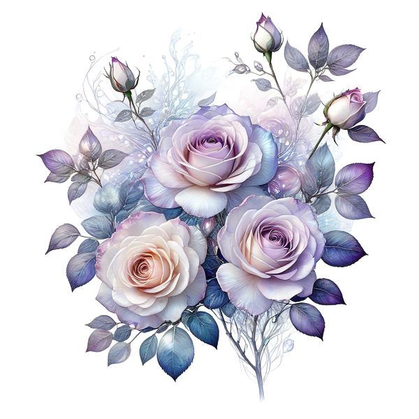 Watercolor Lavender Roses Digital Paper Set: Soft Purples & Blues (PNG JPGs) — image 7