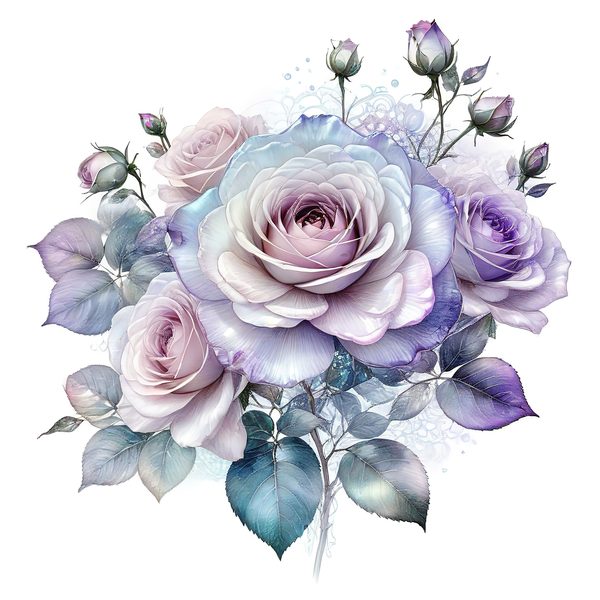 Watercolor Lavender Roses Digital Paper Set: Soft Purples & Blues (PNG JPGs) — image 8
