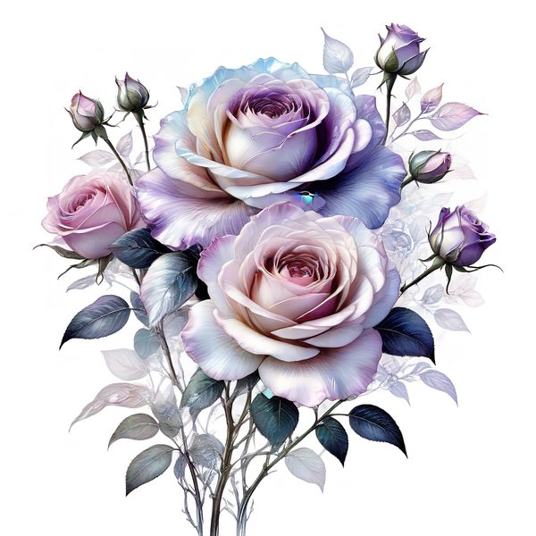 Watercolor Lavender Roses Digital Paper Set: Soft Purples & Blues (PNG JPGs) — image 10