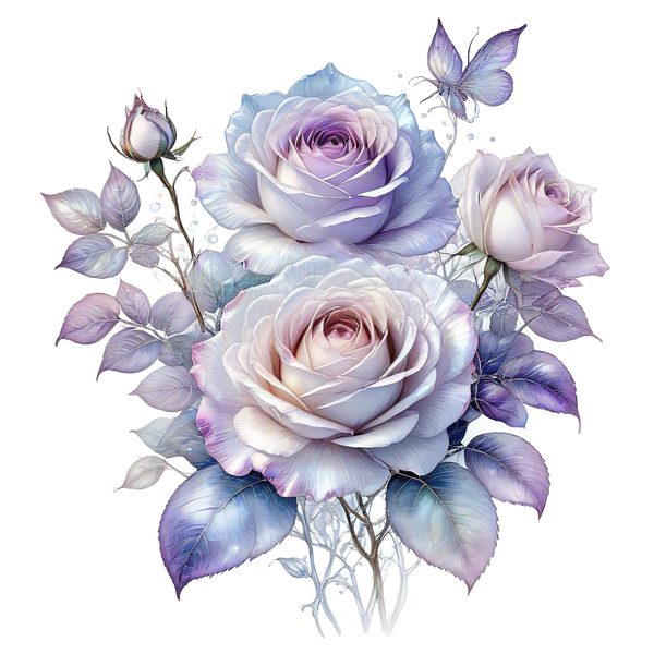 Watercolor Lavender Roses Digital Paper Set: Soft Purples & Blues (PNG JPGs) — image 11