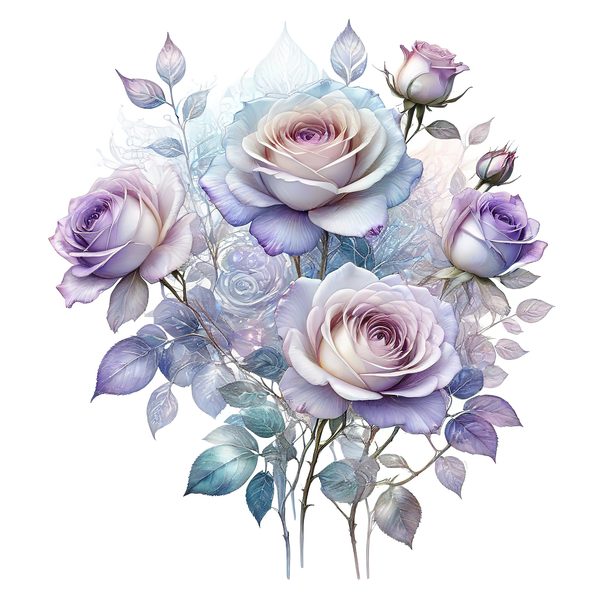 Watercolor Lavender Roses Digital Paper Set: Soft Purples & Blues (PNG JPGs) — image 12