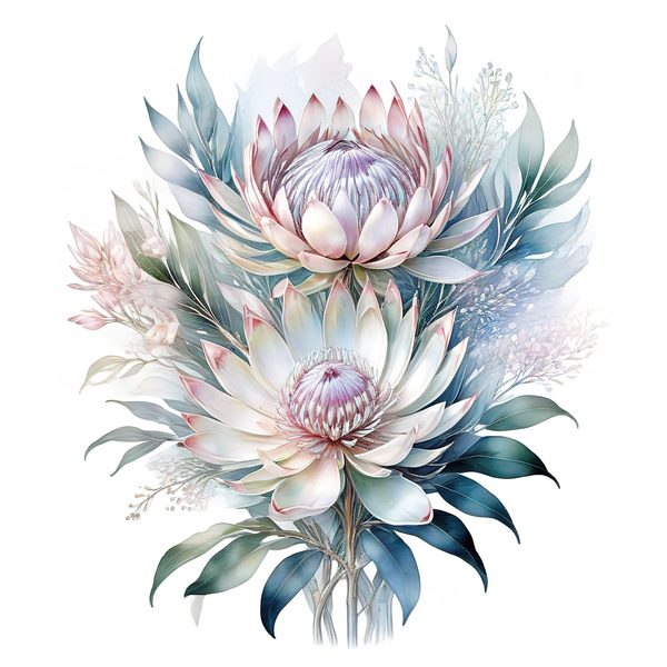 Watercolor Protea Clipart Set: Soft Pastel Floral PNG JPGs (Digital Download) — image 3