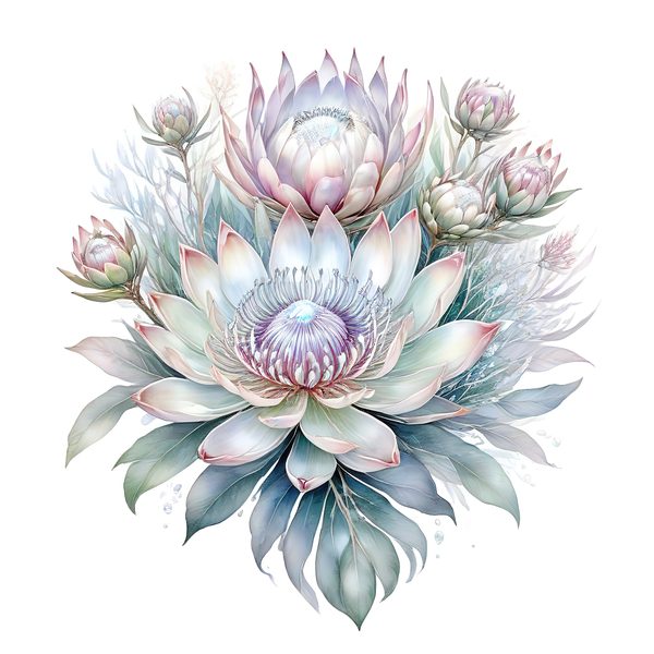 Watercolor Protea Clipart Set: Soft Pastel Floral PNG JPGs (Digital Download) — image 4