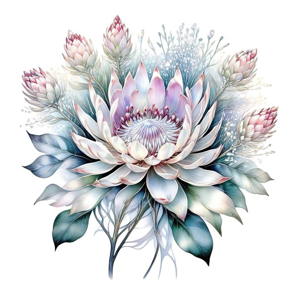 Watercolor Protea Clipart Set: Soft Pastel Floral PNG JPGs (Digital Download) — image 5