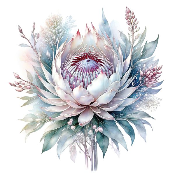Watercolor Protea Clipart Set: Soft Pastel Floral PNG JPGs (Digital Download) — image 7