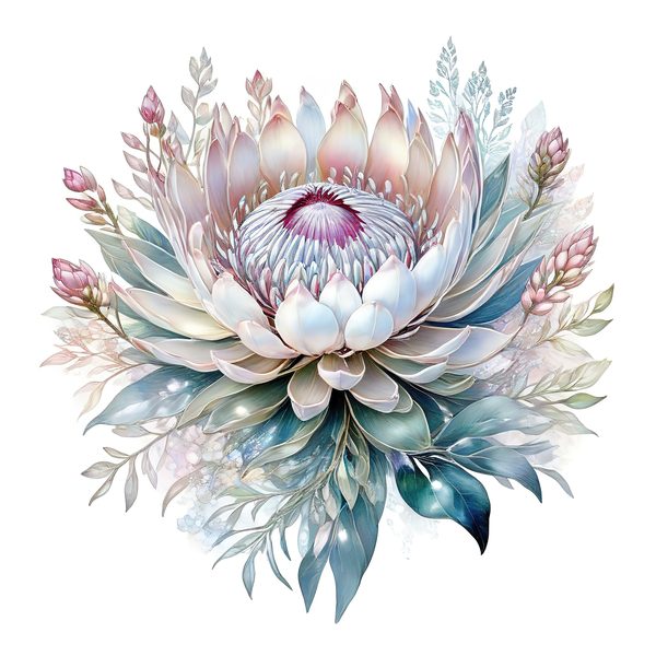 Watercolor Protea Clipart Set: Soft Pastel Floral PNG JPGs (Digital Download) — image 8