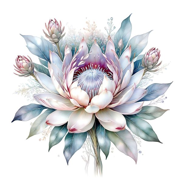 Watercolor Protea Clipart Set: Soft Pastel Floral PNG JPGs (Digital Download) — image 11