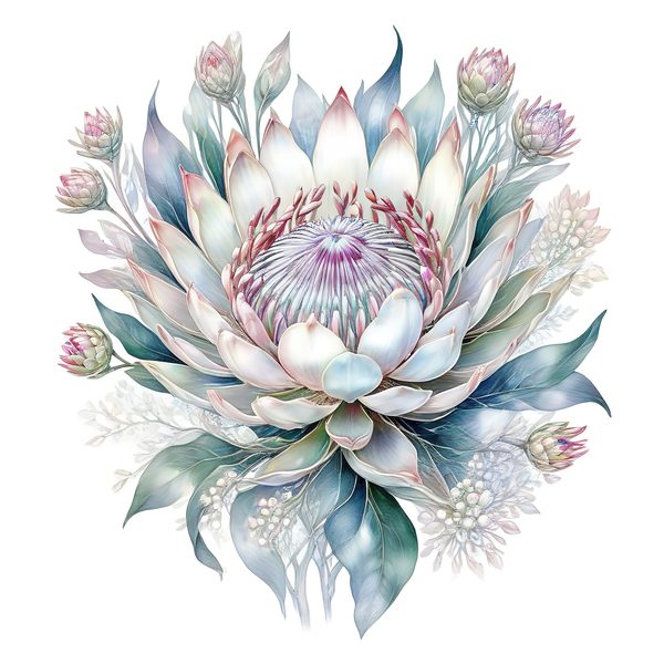 Watercolor Protea Clipart Set: Soft Pastel Floral PNG JPGs (Digital Download) — image 12