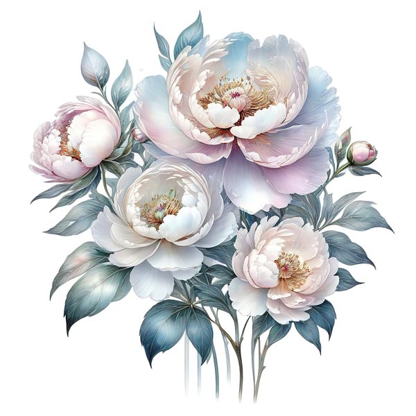 Watercolor Peony Digital Paper: Pastel Floral Scrapbook PNG JPG (Commercial Use) — image 2