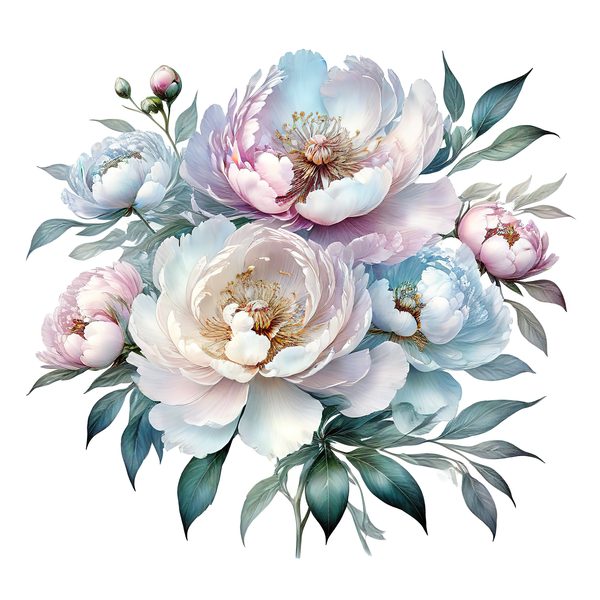 Watercolor Peony Digital Paper: Pastel Floral Scrapbook PNG JPG (Commercial Use) — image 3
