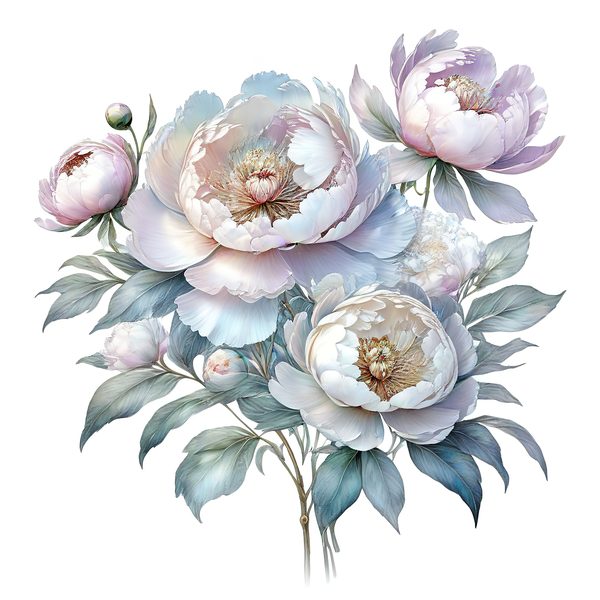 Watercolor Peony Digital Paper: Pastel Floral Scrapbook PNG JPG (Commercial Use) — image 4