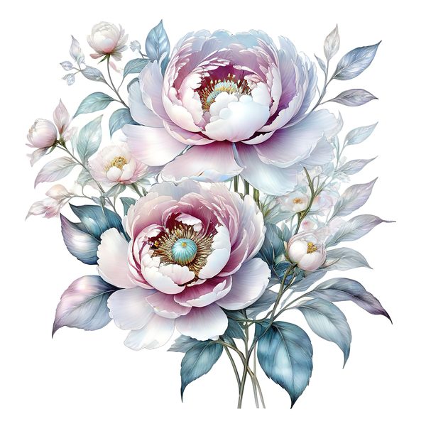 Watercolor Peony Digital Paper: Pastel Floral Scrapbook PNG JPG (Commercial Use) — image 6