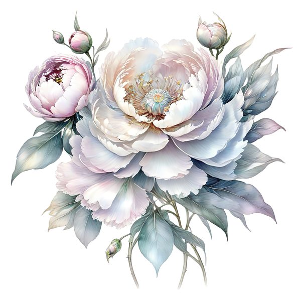 Watercolor Peony Digital Paper: Pastel Floral Scrapbook PNG JPG (Commercial Use) — image 7