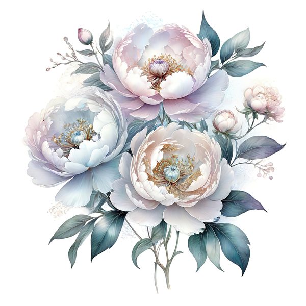 Watercolor Peony Digital Paper: Pastel Floral Scrapbook PNG JPG (Commercial Use) — image 8