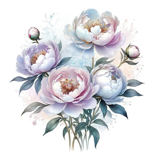 Watercolor Peony Digital Paper: Pastel Floral Scrapbook PNG JPG (Commercial Use) — image 9