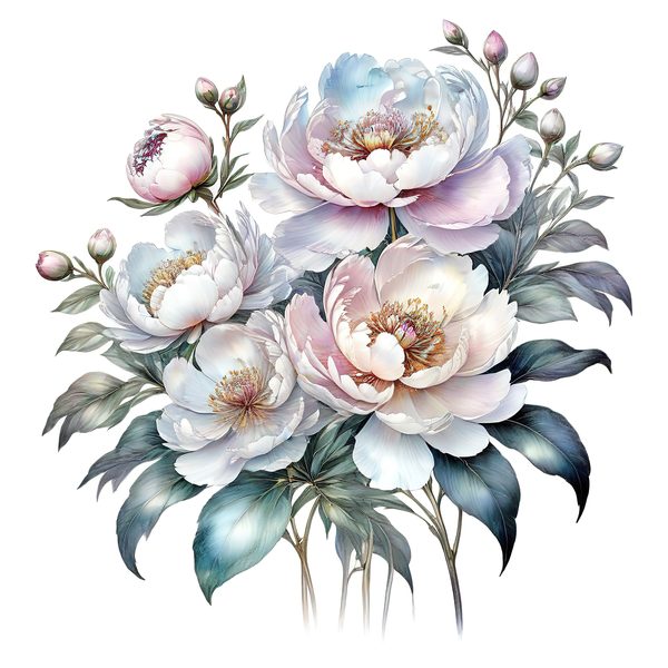 Watercolor Peony Digital Paper: Pastel Floral Scrapbook PNG JPG (Commercial Use) — image 10