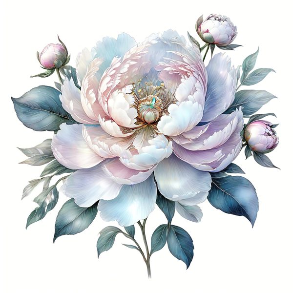 Watercolor Peony Digital Paper: Pastel Floral Scrapbook PNG JPG (Commercial Use) — image 12